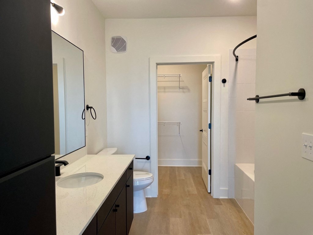 a bathroom with a sink and a toilet and a shower
