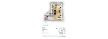 A floor plan for The Abigail apartment complex shows the layout of Unit F1.