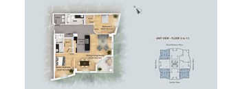 a floor plan of a house with a bedroom and a living room