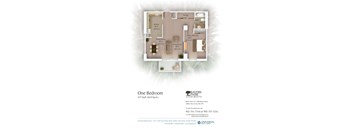 A floor plan for a one bedroom apartment at Bayers Park Apartments.