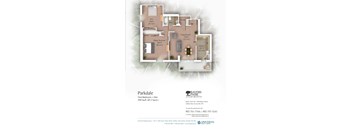 A floor plan for a one bedroom apartment with a den is shown.