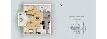 a floor plan of a house with a bedroom and a living room
