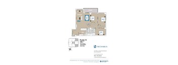 A floor plan for a 3 bedroom, 2 bathroom apartment.
