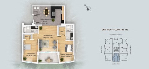 a floor plan of a house with a bedroom and a living room