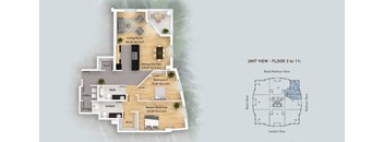 a floor plan of a house with a bedroom and a living room