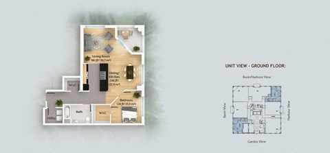 a floor plan of a house with a bedroom and a living room