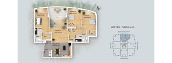 a floor plan of a house with a bedroom and a living room