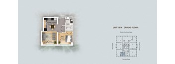 a floor plan of a house with a bedroom and a bathroom