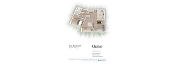 A floor plan for a two bedroom apartment at Ogilvie on the Park.