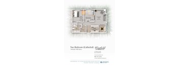 A floor plan for a two bedroom apartment at Westfield Apartments.