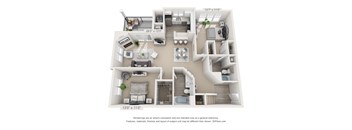 A 3D floor plan of a house with dimensions and a disclaimer.