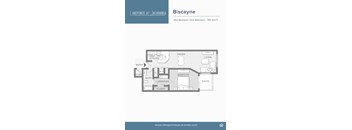 A floor plan of a one bedroom apartment with one bathroom at Lake Pointe at Jacaranda.