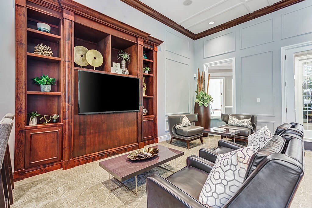 a living room with furniture and a television