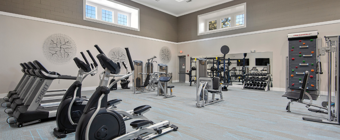 Fitness center with gym equipment
