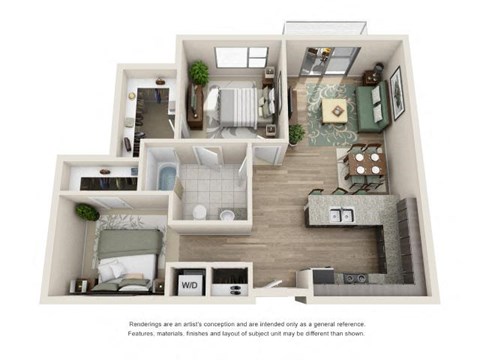 a 1 bedroom floorplan is shown in this illustration