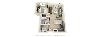 a 1 bedroom floor plan with a bathroom and a living room