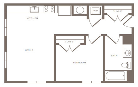 A black and white image of a floor plan for a small apartment.