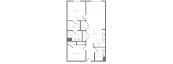 A floor plan of a house with a den/study, bath, walk-in closet, and kitchen.