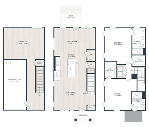 A floor plan of a house with labeled rooms and dimensions.
