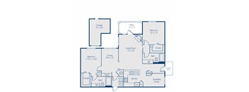 A blueprint of a house layout with labeled rooms and dimensions.