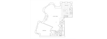 A floor plan of a house with a breakfast area, kitchen, living room, dining room, bedroom, bathroom, and laundry room.