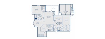 A blueprint of a house layout with labeled rooms and dimensions.