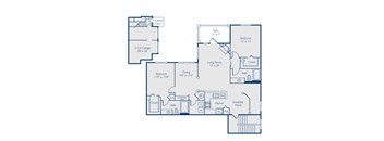 A blueprint of a house with labeled rooms and dimensions.