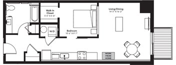 a floor plan of a small house with a bedroom and a living room