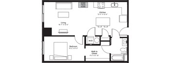 a floor plan of a home with a bedroom and a living room