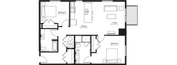 a floor plan of a home with a bedroom and a living room