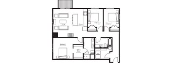 a floor plan of a house with bedrooms and a living room