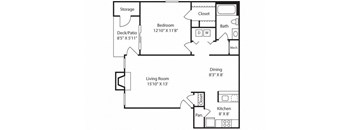 A1BR - 827 sq. ft.