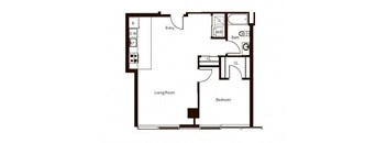 1 Bed 1 Bath (762 sq ft)