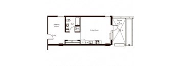 Open 1 Bed (595 sq ft - 721 sq ft)