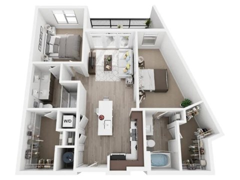 A floor plan of a house with a kitchen, living room, dining room, and bathroom.