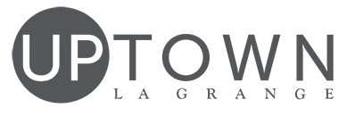 A logo with the text "UPTOWN LAGRANGE" in white on a green background.