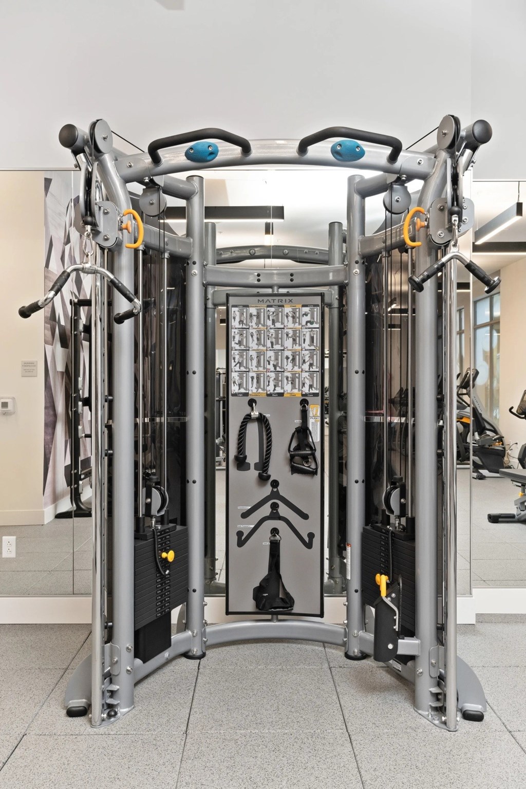 A gym machine with a grey and black color scheme.