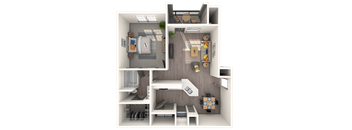 a floor plan of a 1 bedroom apartment