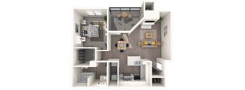 a floor plan of a 1 bedroom apartment
