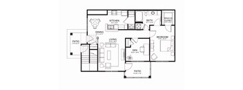 A black and white image of a house floor plan.