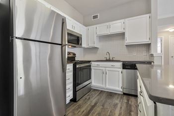 Modern kitchen with stainless steel appliances