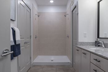 Walk-In Shower with Dual Showerheads in specific apartments