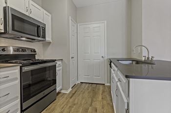 Modern kitchen with stainless steel appliances