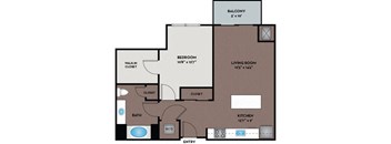 a floor plan of a room with a bedroom and a bathroom