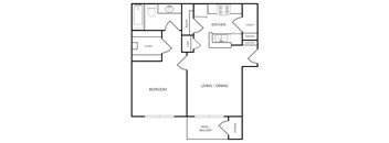 1 Bedroom 1 Bath 569 Floor Plan at Canyon Ridge, Austin, Texas