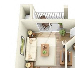 A1 1 BED 1 BATH - A1 floorplan