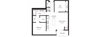 a floor plan of a room with a bedroom and a living room