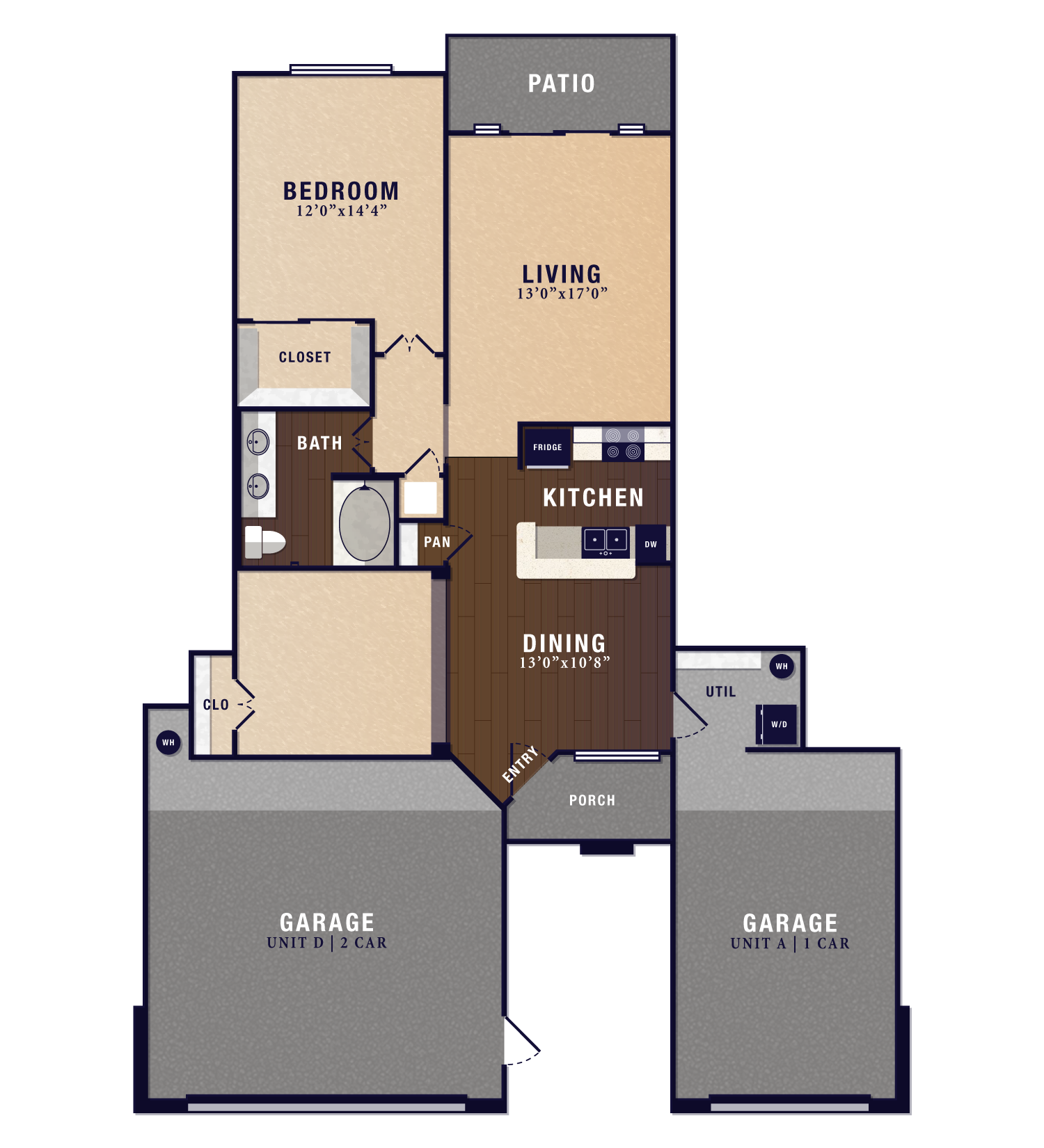 A2, 1 br, 1 ba, 1035 sq. ft.