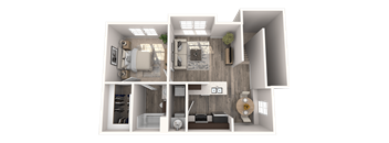 a rendering of a 3d floor plan of a bedroom