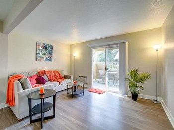 Apartments in San Jose CA - Terra House Spacious Living Room with Balcony Access - Photo Gallery 5
